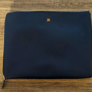 Mark & Graham Navy Clutch with Gold Initials
